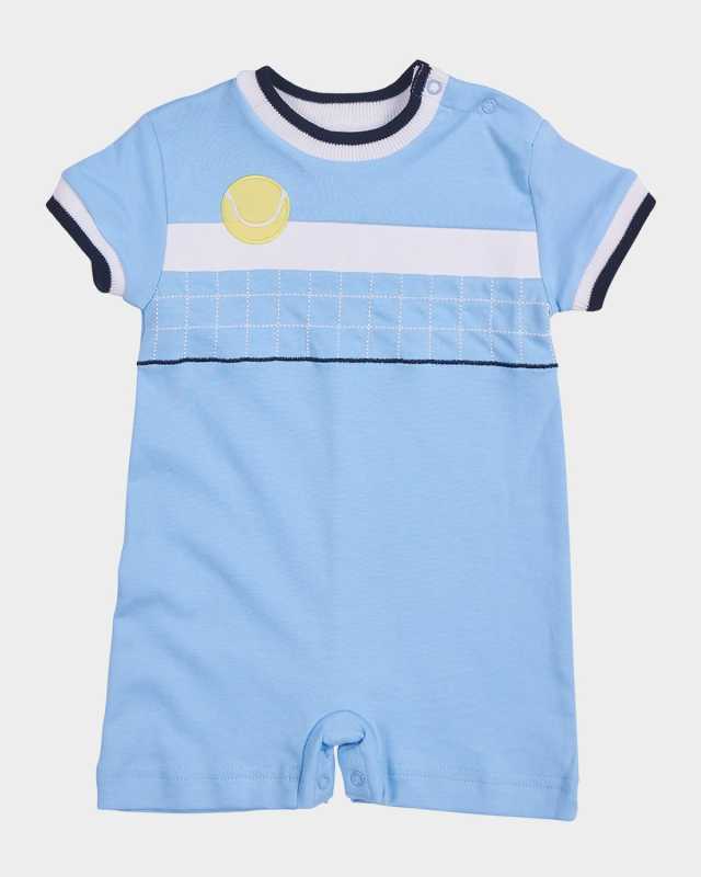 Boy's Tennis Ball and Net Knit Shortalls, Size 3M-